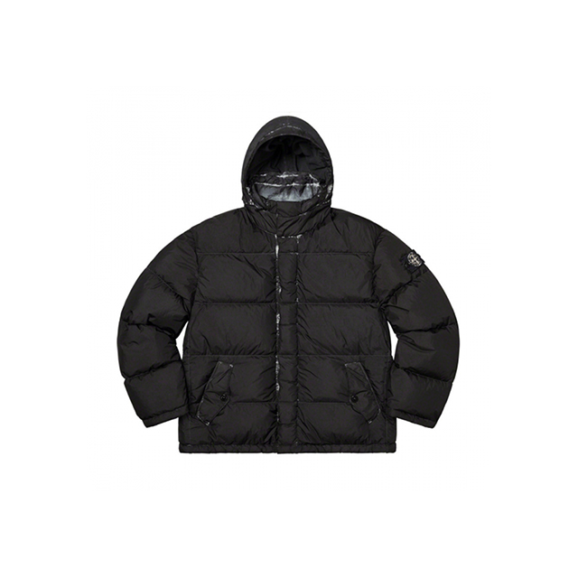 Supreme x Stone Island Painted Camo Crinkle Down Jacket Black ...